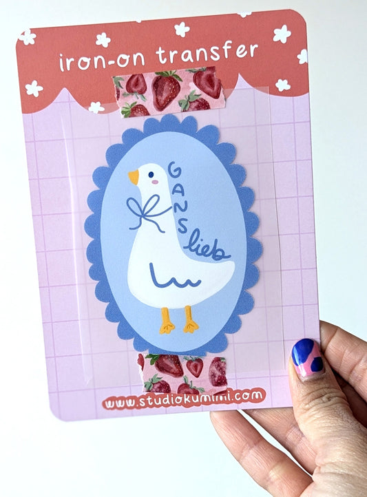 Gans Lieb (blue background) iron-on transfer