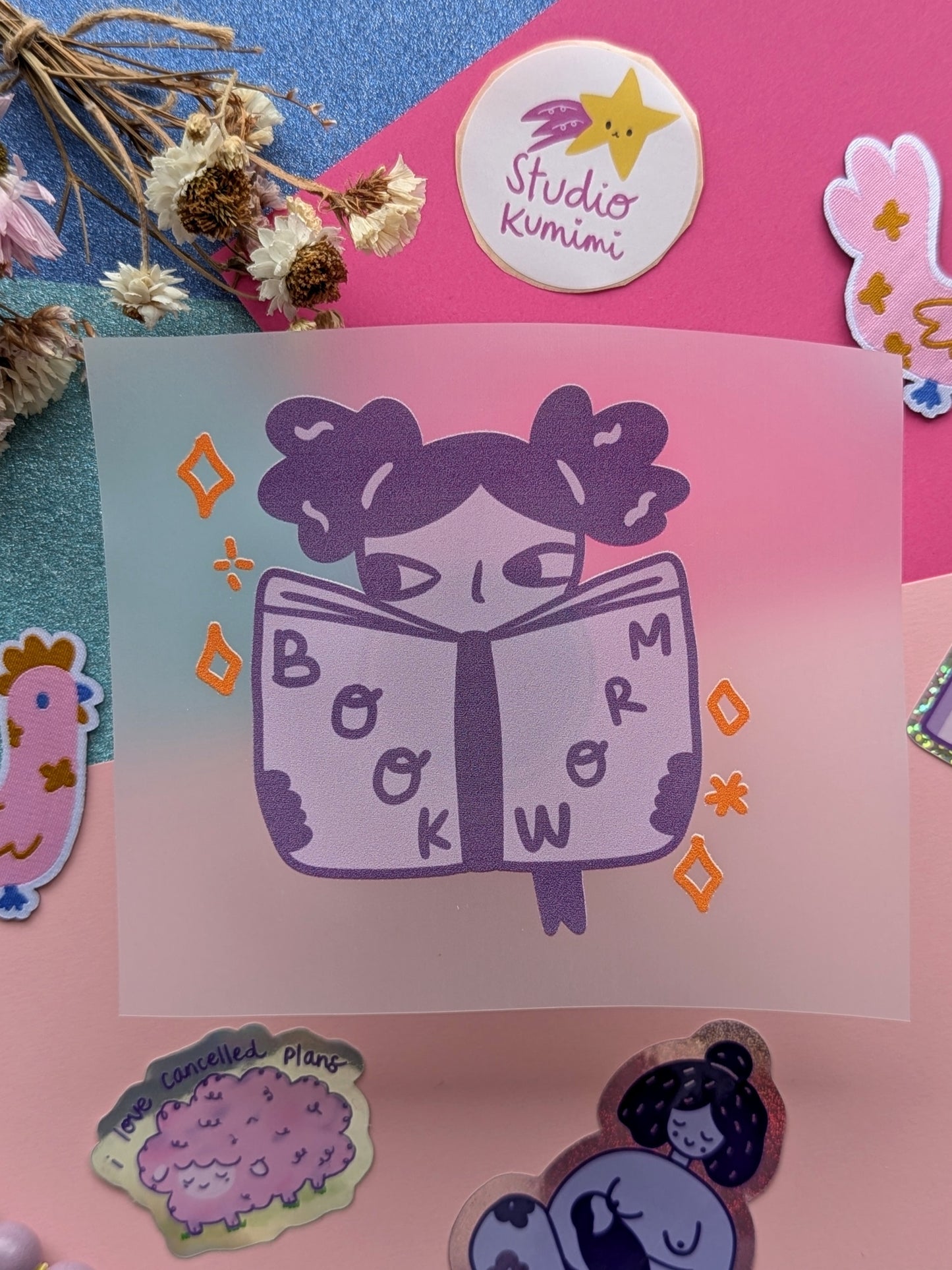 Bookworm (purple) Bügelbild