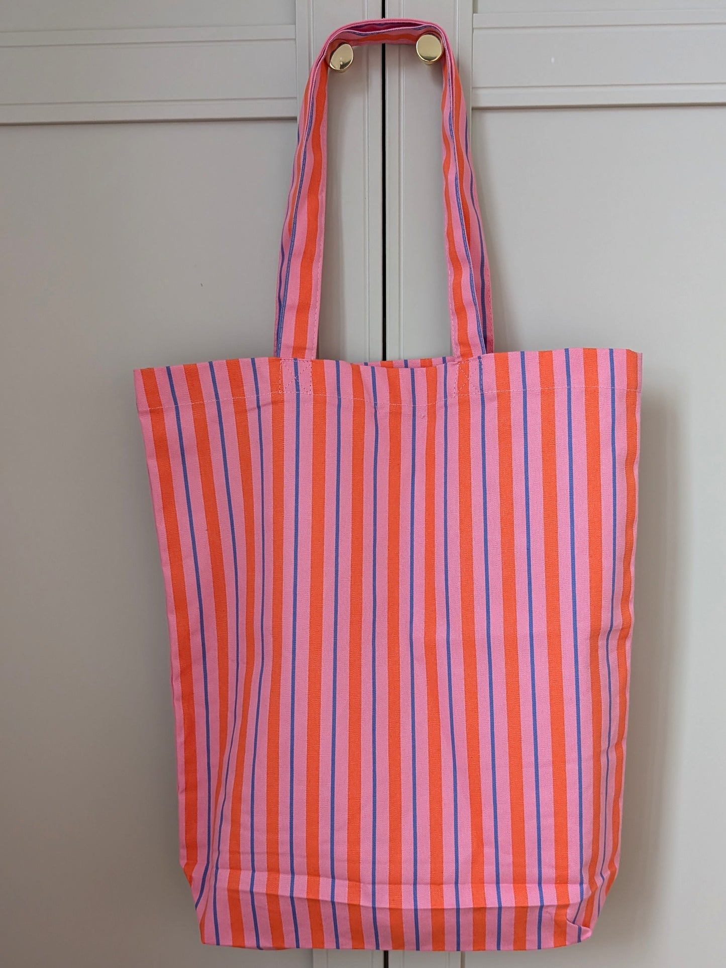 Fishing For Snuggles Striped Canvas Tote Bag