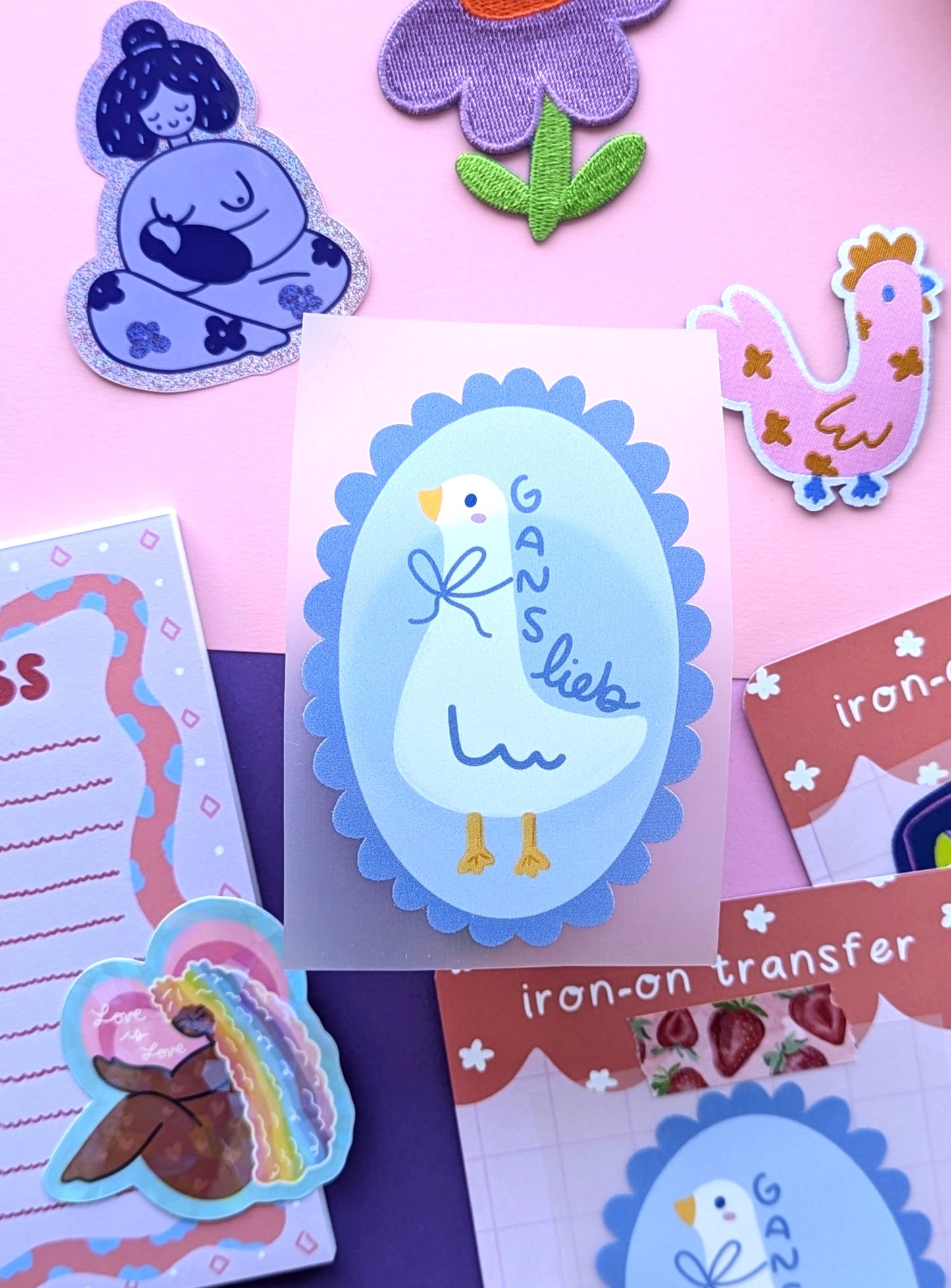 Gans Lieb (blue background) iron-on transfer