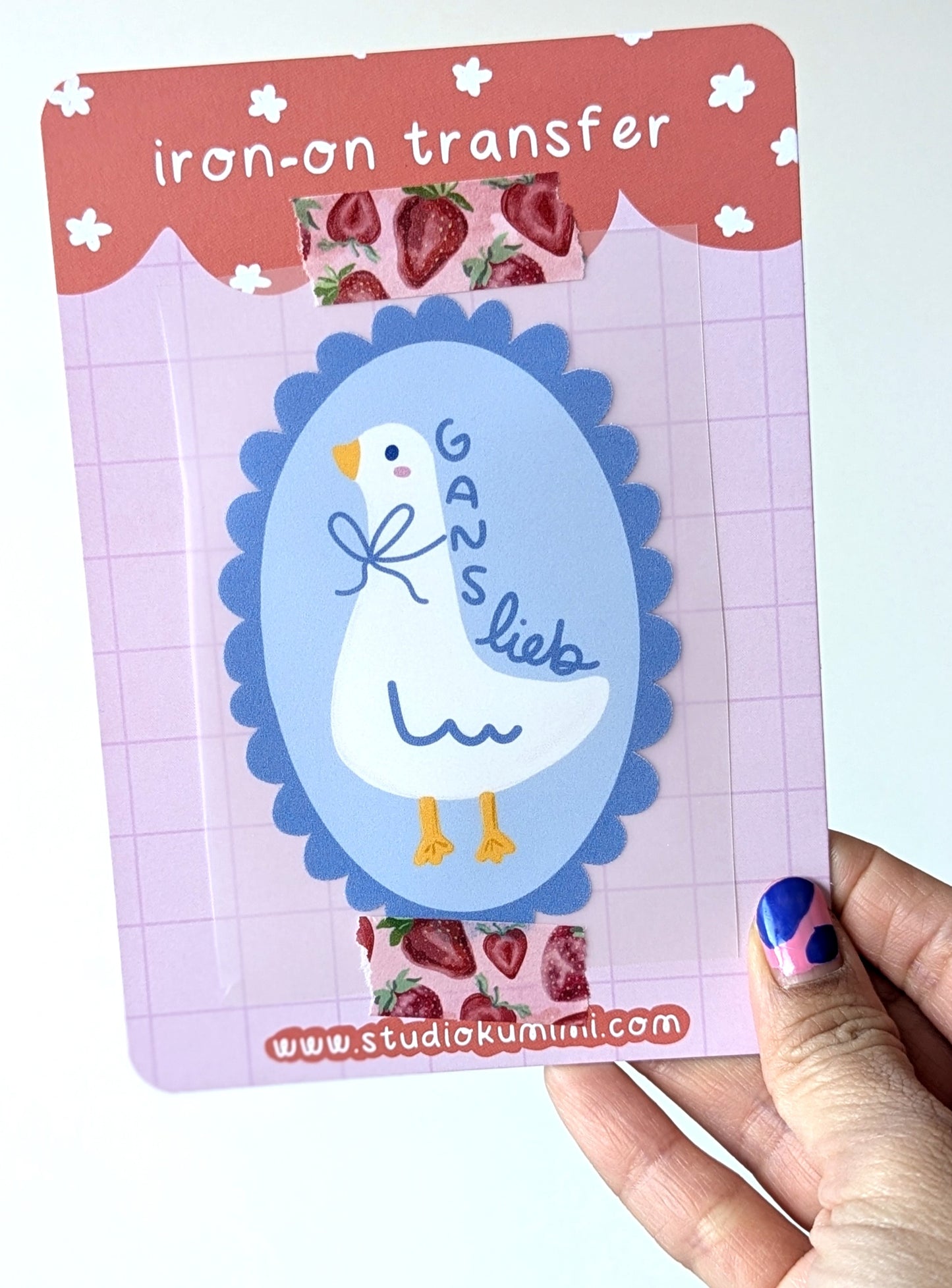 Gans Lieb (blue background) iron-on transfer