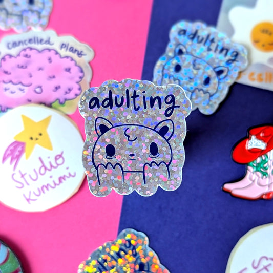 Adulting Glitter Sticker