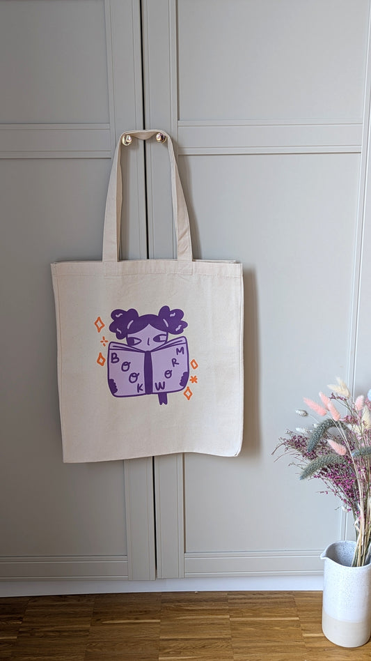 Bookworm (Purple) Canvas Tote Bag