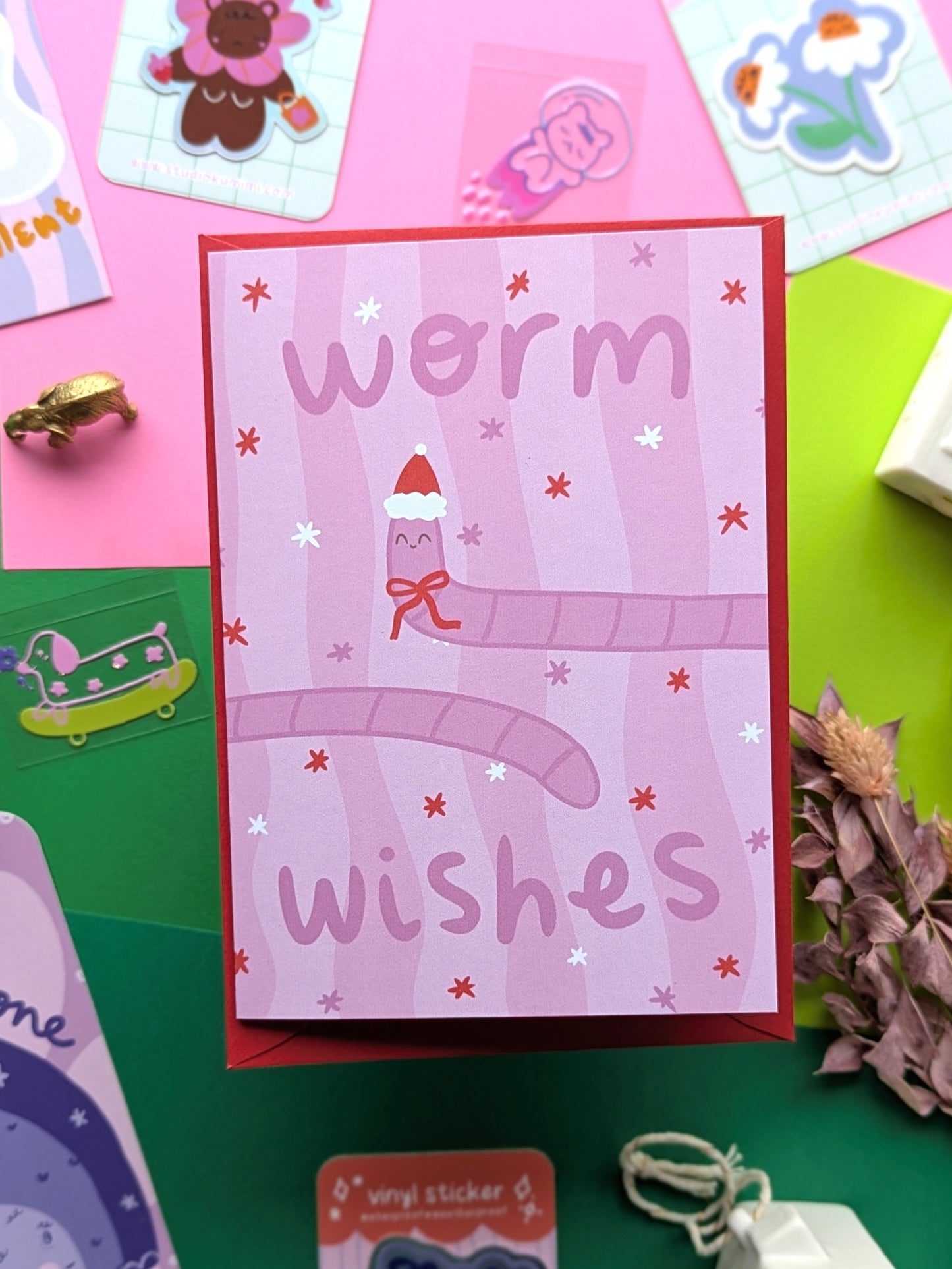 Worm Wishes A6-size Greeting Card