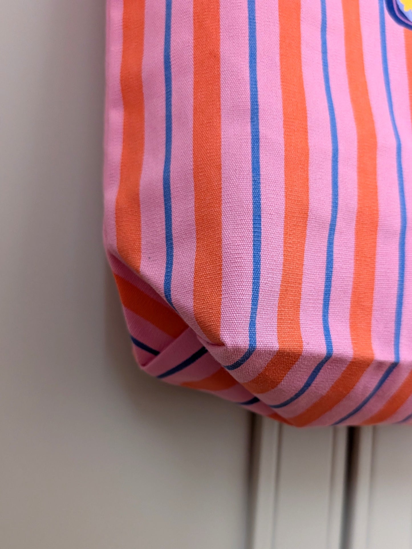 Fishing For Snuggles Striped Canvas Tote Bag