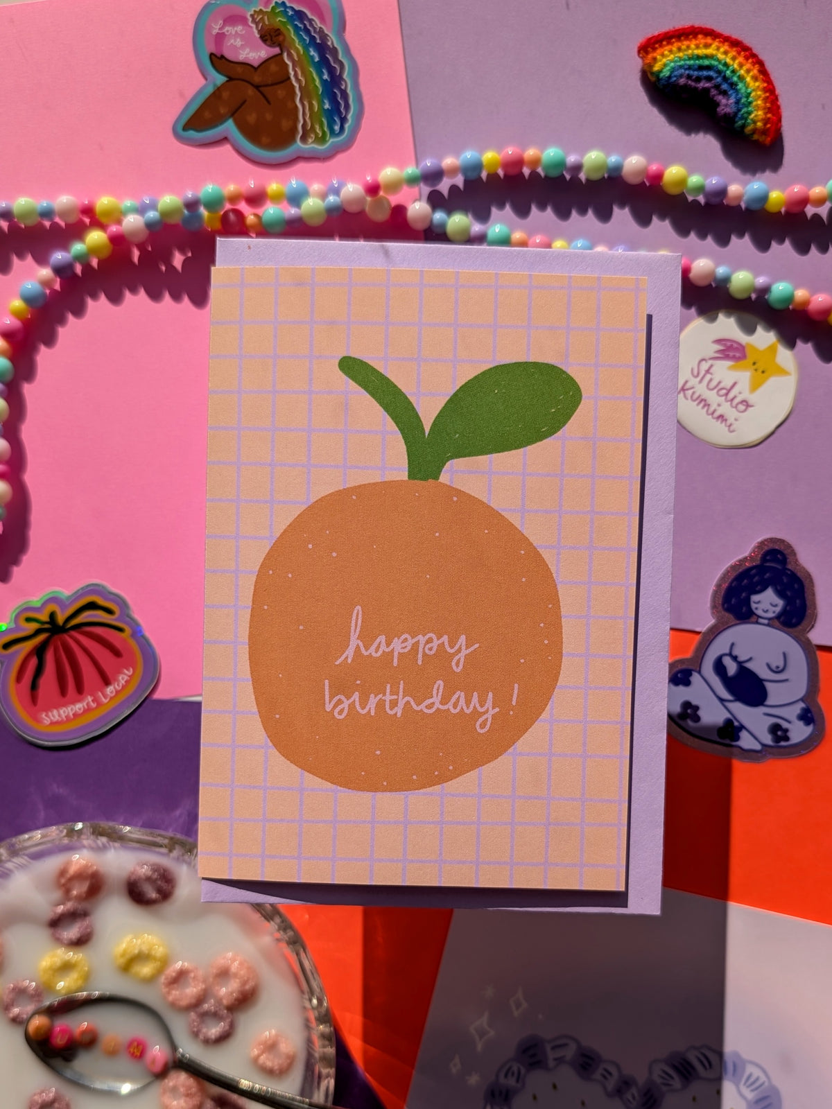 Happy Birthday Orange A6 Greeting Card