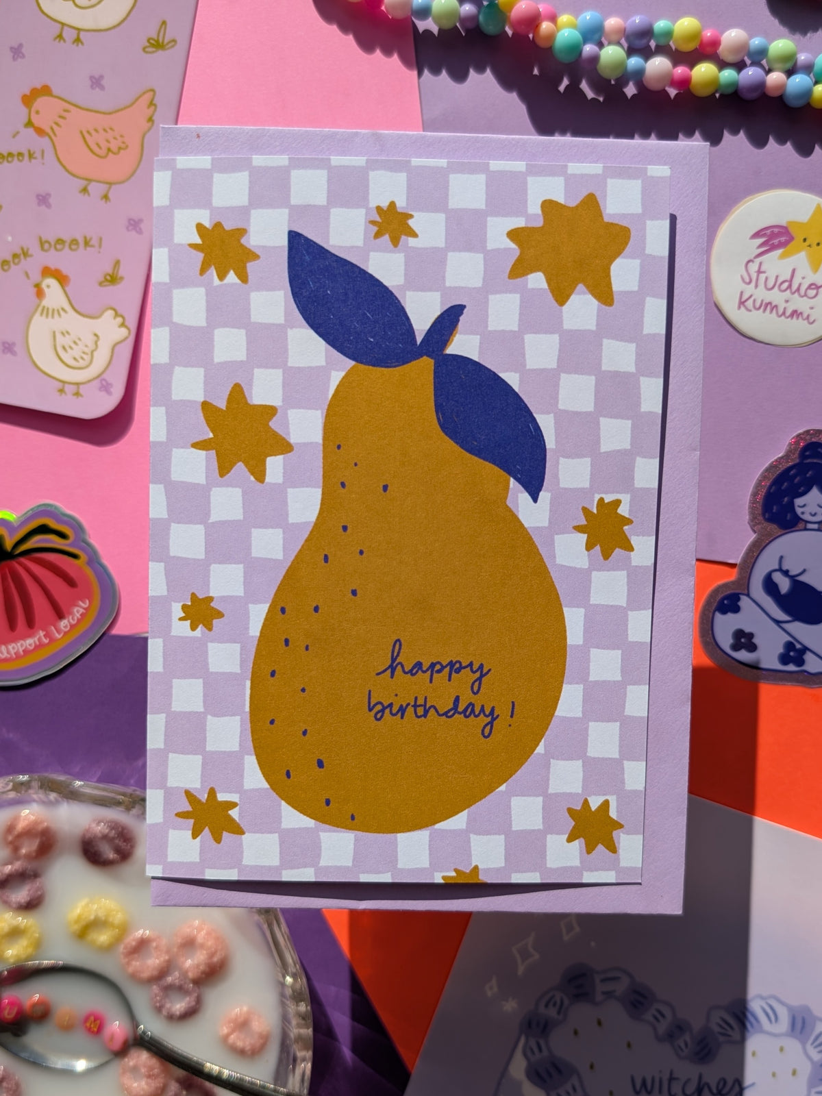 Happy Birthday Pear A6 Greeting Card