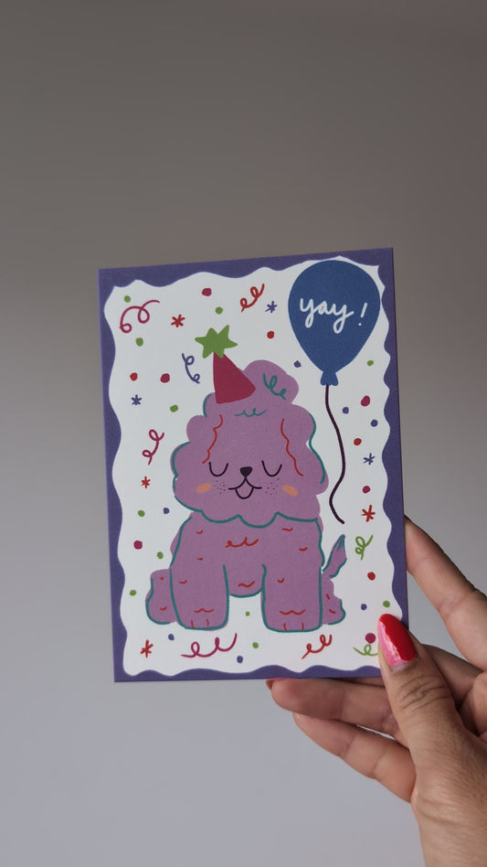 Happy Birthday Dog Postcard (purple)