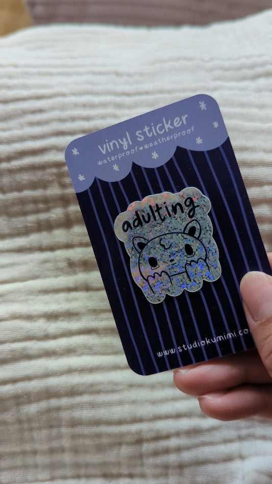 Adulting Glitter Sticker