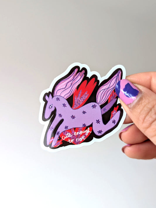 Cute Enough to Riot Sticker