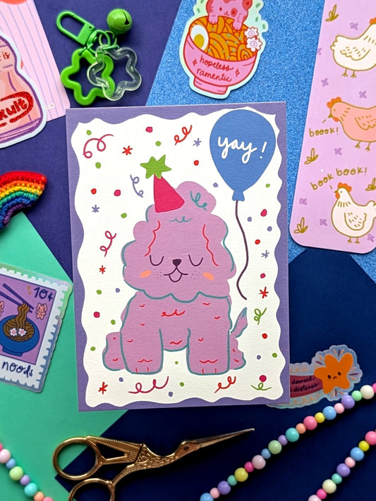 Happy Birthday Dog Postcard (purple)